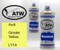 Preview: Audi, Ginster Yellow, LY1A: 400ml Sprühdose + 400ml Klarlack - Set, von ATW Autoteile West.